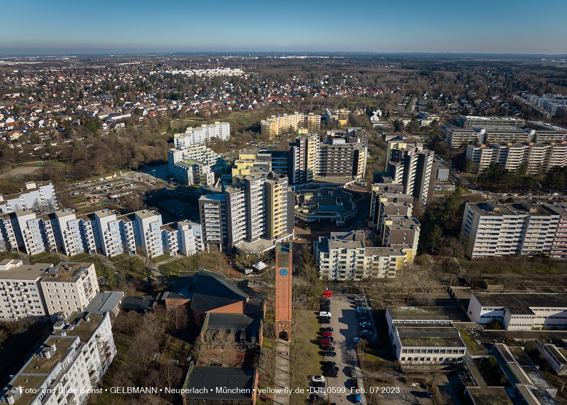 07.02.2023 - Luftbilder vom Marx-Zenrtum und Umgebung in Neuperlach